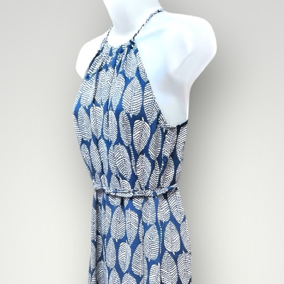Toko Maxi Dress with Leaf Pattern Blue/White - Picture 4 of 16